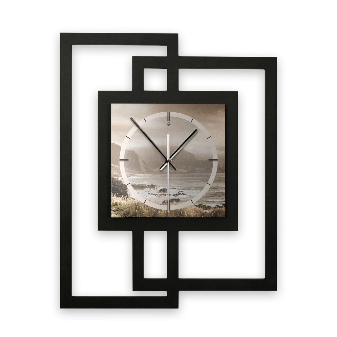 Kreative Feder Designer-Wanduhr „Küste“ in modernem Metallic-Look ohne Tickgeräusche (Funk/Quarz) (F