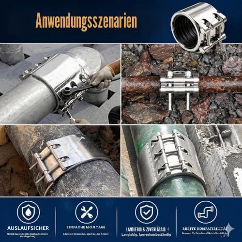 Rohrreparatur-Klemme, Leckversiegelung, Notfallrohr-Reparatur-Set für Kunststoff- und Metallrohre. (