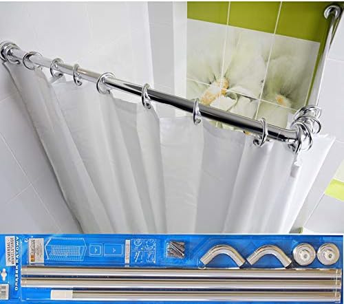 Ekershop ALU UNIVERSAL WINKELSTANGE 3er WEIss EXTRA DICK 28mm Duschvorhangstange Winkelduschstange W