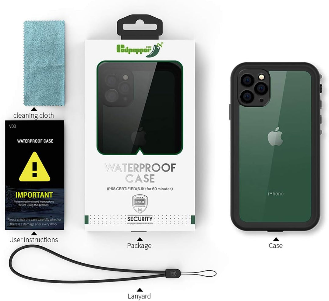 AICase wasserdichte Schutzhülle für Apple iPhone 11 Pro Max, IP68-zertifiziert, 360 °, wasserdicht,