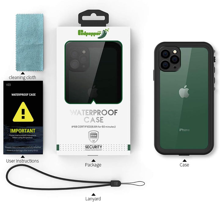AICase wasserdichte Schutzhülle für Apple iPhone 11 Pro Max, IP68-zertifiziert, 360 °, wasserdicht,