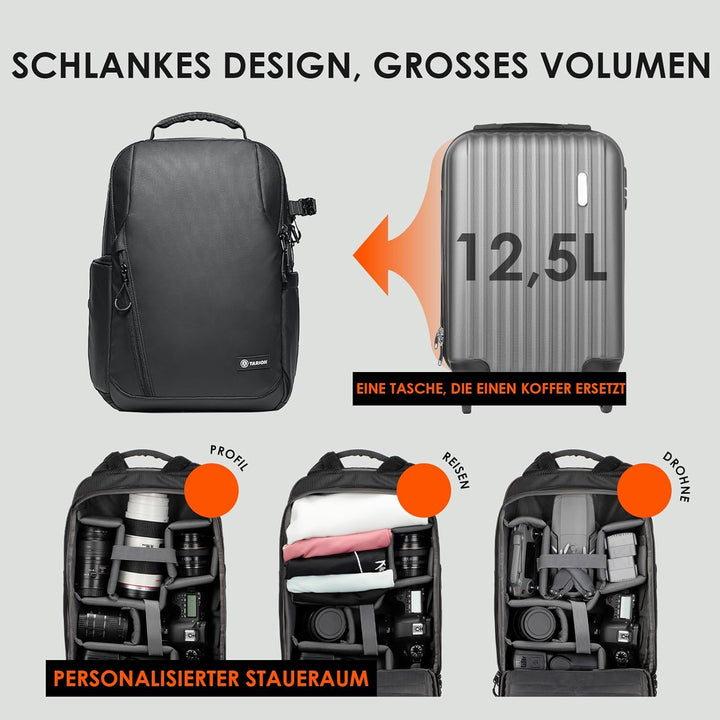 TARION Kamerarucksack Wasserdicht Fotorucksack SLR Kameratasche Kamera Rucksack mit 14 Zoll Laptopfa