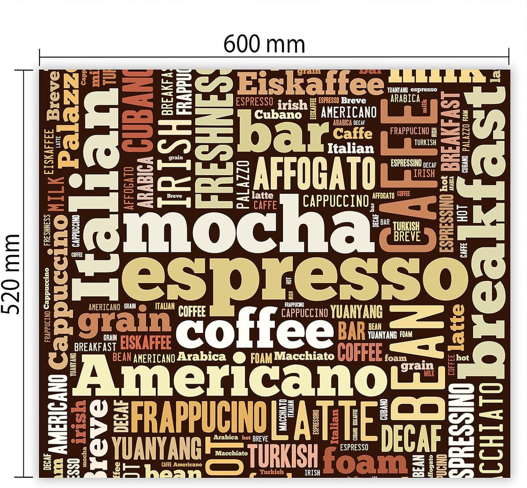 SmartDecoration Herdabdeckplatte Ceranfeldabdeckung aus Glas 60x52 cm Einteilig Motiv "Kaffee" Bronz