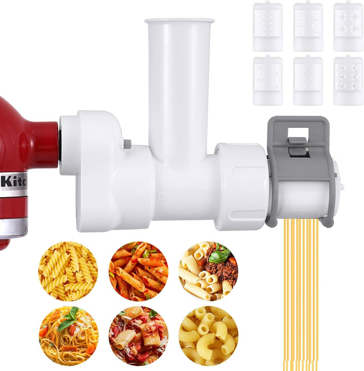 Pasta-Maker-Aufsatz für KitchenAid Standmixer, 6 verschiedene Formen von Nudelauslass, langlebige Pa