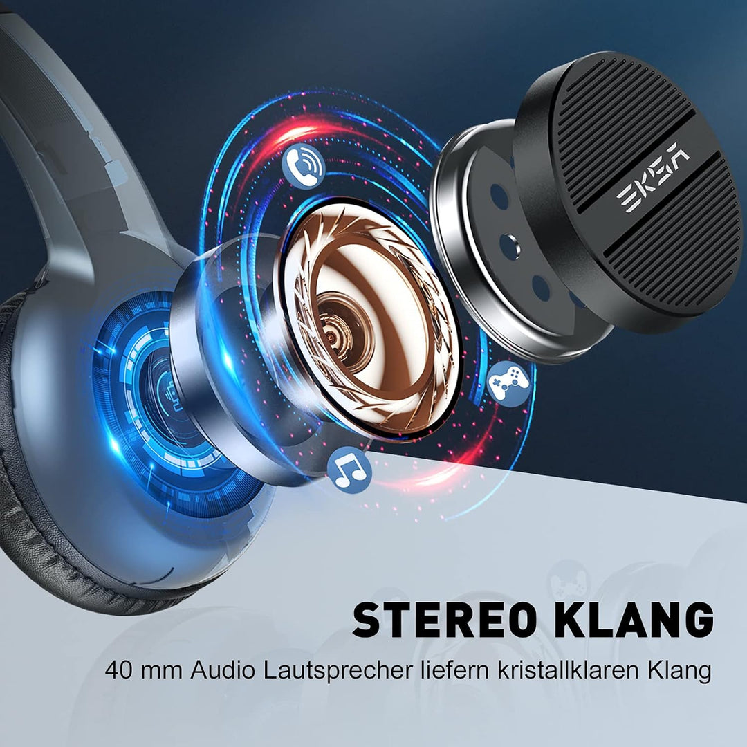 EKSA H12 PC Headset mit Mikrofon, 3,5 mm Business Headset mit Stummschalter & Lautstärkeregler, Klar
