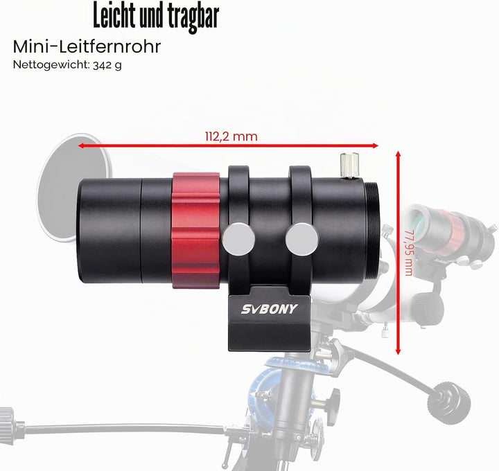 Svbony SV165 Sucherfernrohr 30mm Mini Sucher Teleskop Leitrohr mit Helix Fokussierer F4 120mm Leitfe