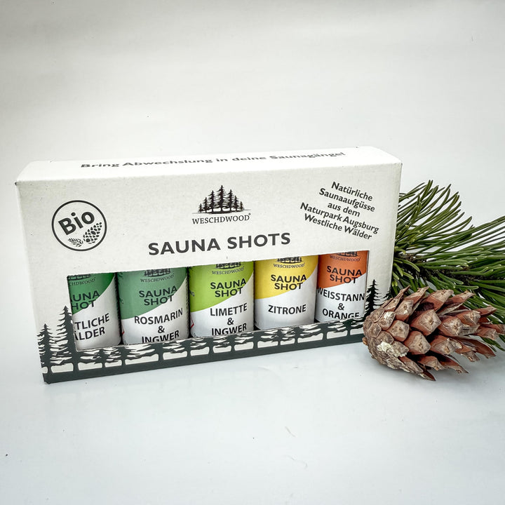 Weschdwood Sauna Shots - 5er Set 19ml Premium Bio Saunaaufguss, perfekt abgestimmt für abwechslungsr