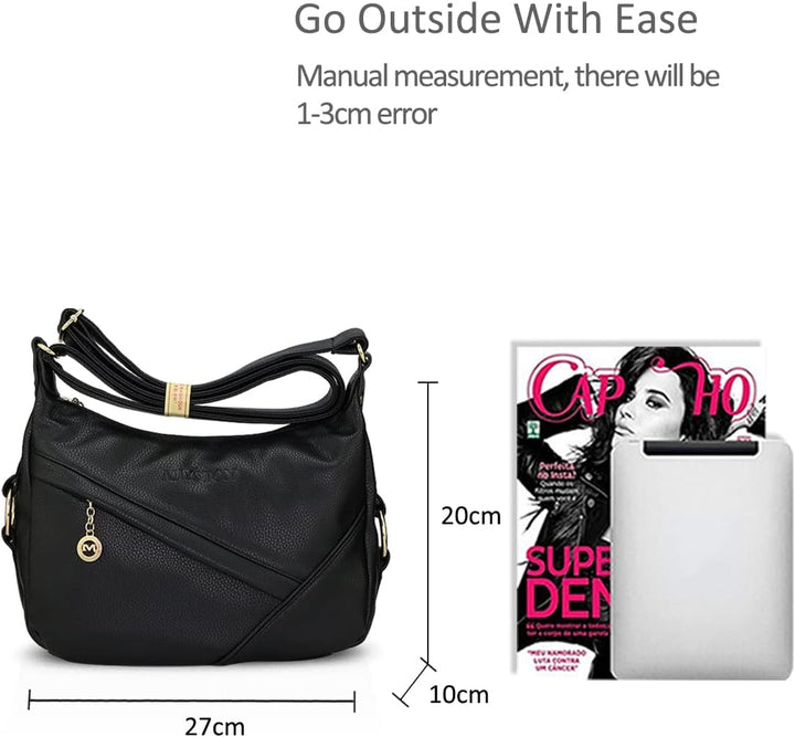 NICOLE & DORIS Damen Schultertasche Weiche Leder Frauen Umhängetasche Handtasche Damen Crossbody Mes