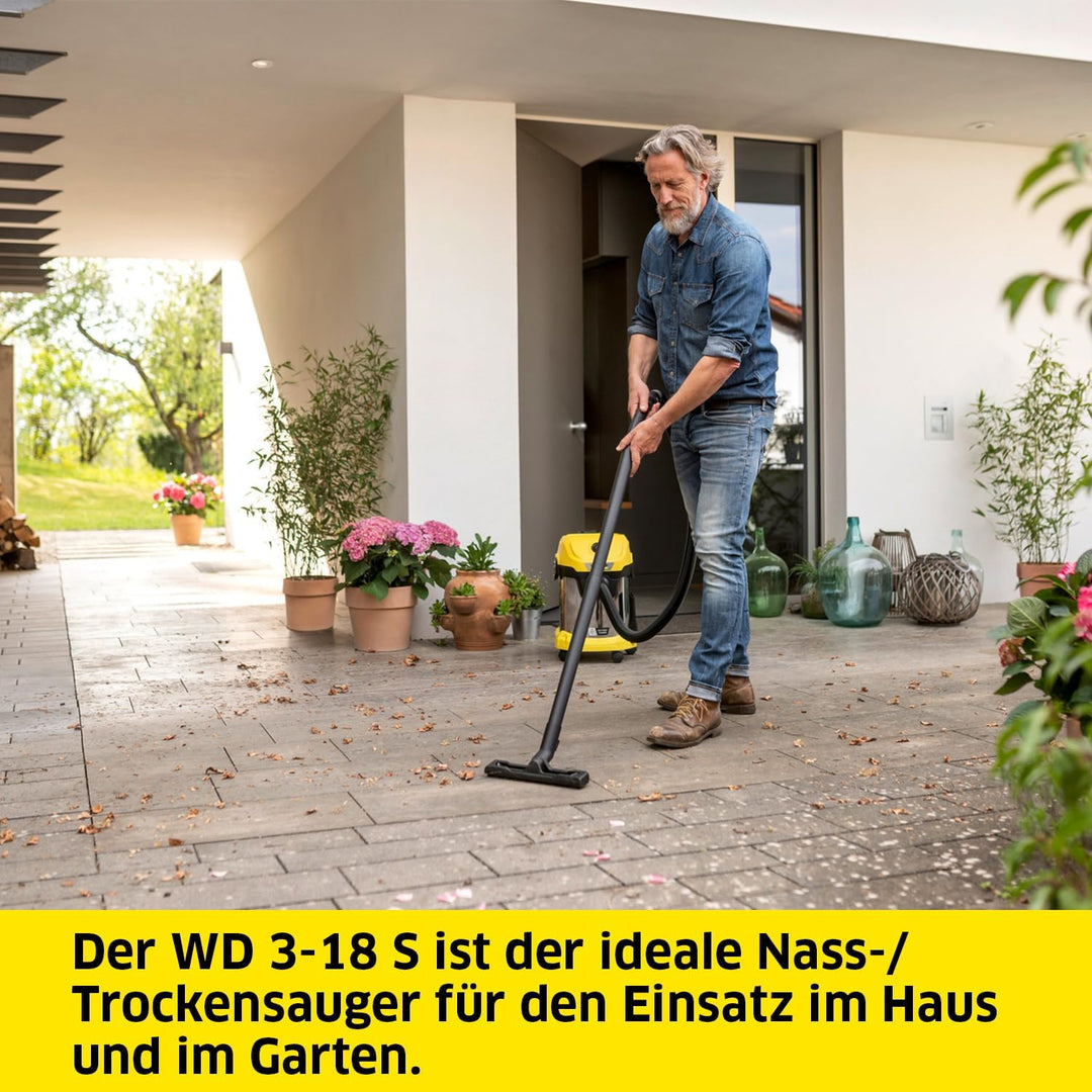 Kärcher 18 V Akku-Nass-/Trockensauger, Edelstahlbehälter, WD 3-18 S Battery Starter Kit, inkl. 18 V/