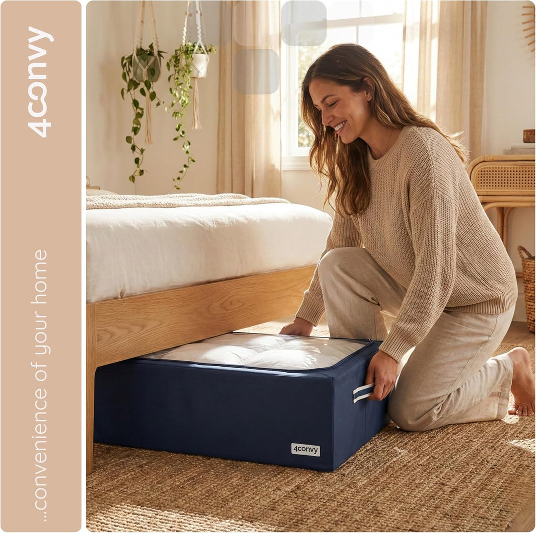 4CONVY Unterbett Aufbewahrungsbox mit Metallrahmen - Kleideraufbewahrung faltbare stapelbare Aufbewa