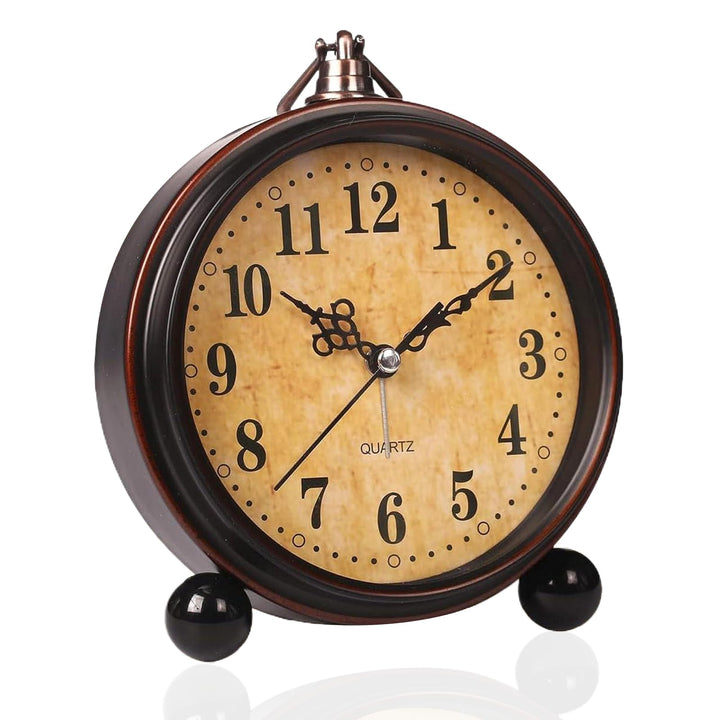 BVI BOOMERVIVI Tischuhr Analog, Vintage Tischuhr ohne Ticken mit Lautlosem Uhrwerk, Batteriebetriebe