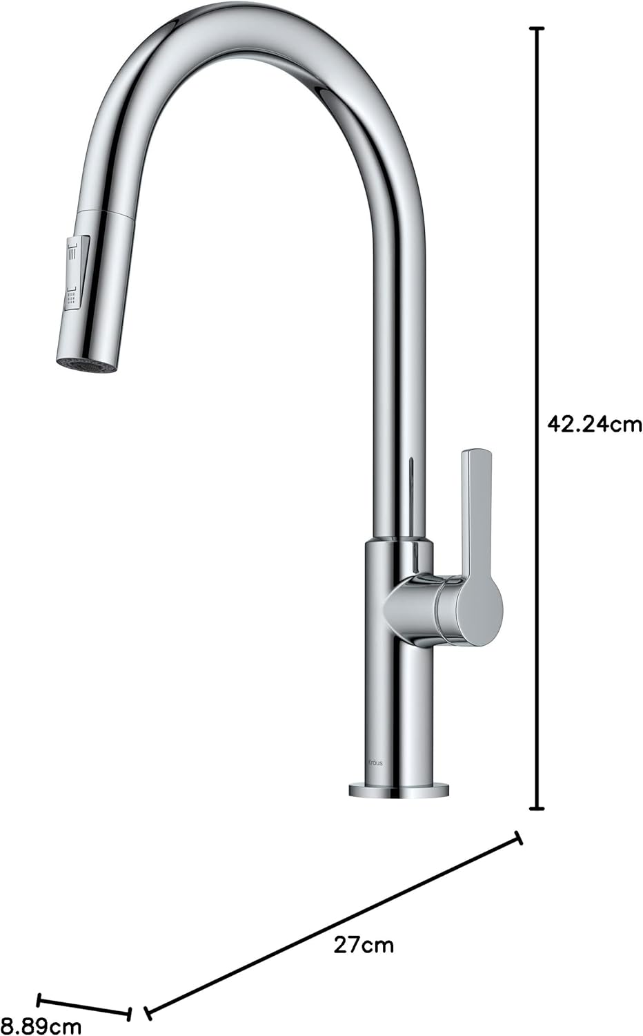 Kraus Oletto KPF-2820CH Einhebel-Küchenarmatur, heunterziehbar, in Chrom Wasserhahn Chrom, Wasserhah