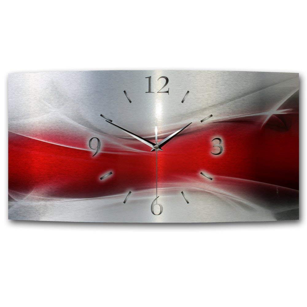 Kreative Feder Abstrakt Wave Rot Metallic Designer Wanduhr Quarzuhr modernes Design * Made in German