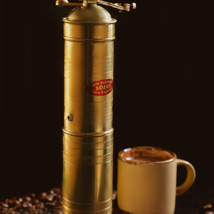 Manuelle Kaffeemühle, 22.9 cm, handgefertigt, Messing, manuelle Bohnenmühle mit verstellbarer Handku