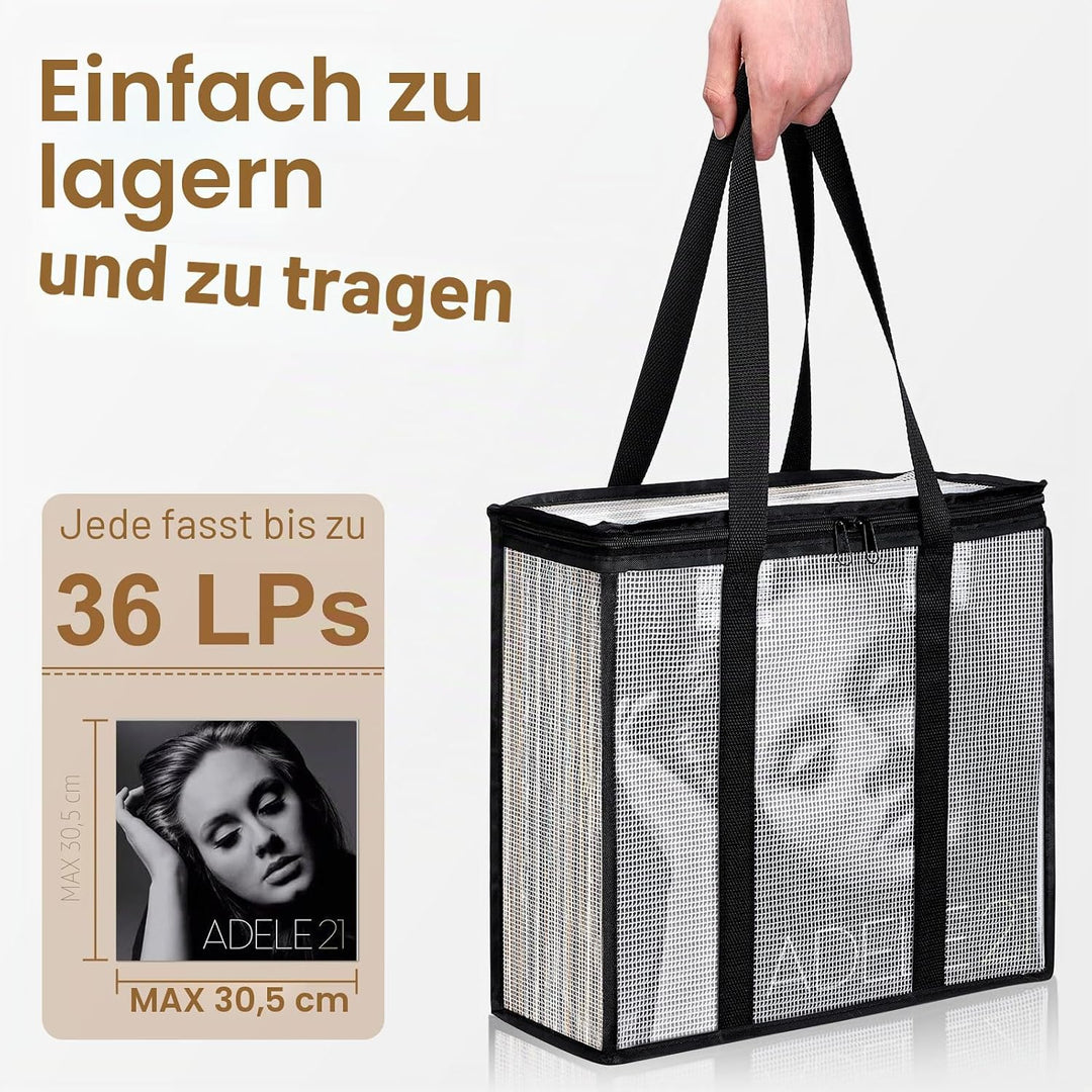 Facmogu LP Vinyl Record Storage Bag (3 Pack), Clear Record Storage Cases für ca. 110 Alben Lagerung