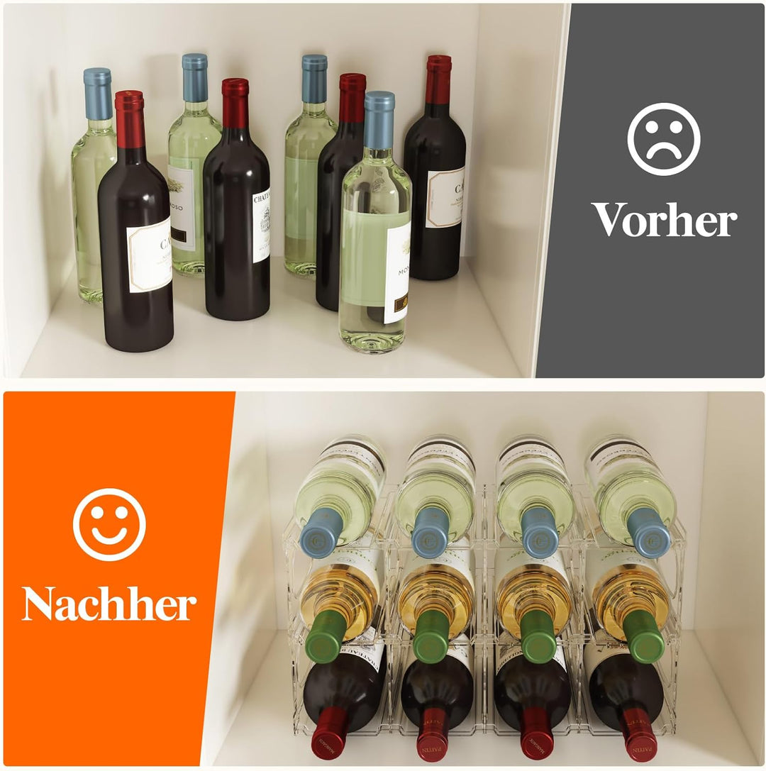Lifewit Flaschenregal Stapelbar für 12 Flaschen, Kunststoff Weinregal für Kühlschrank Schrank Arbeit