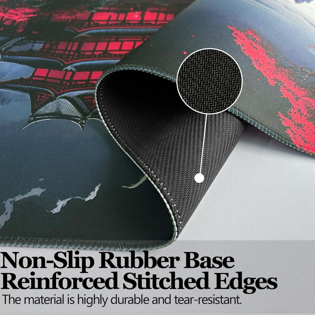 Mousepad XXL, Japanische Kunst Mauspads,900x400mm Überdimensionales rutschfeste Gummimatten Gaming-M