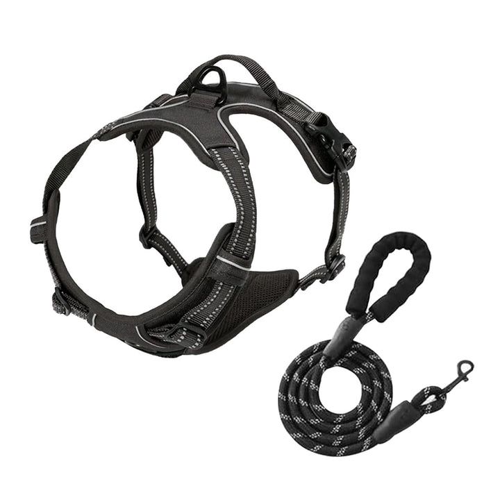 Hundegeschirr Verstellbar Reflektierend 49-98cm Brust | Doppelzugpunkte Vorne &amp; Hinten, Polyester Ne