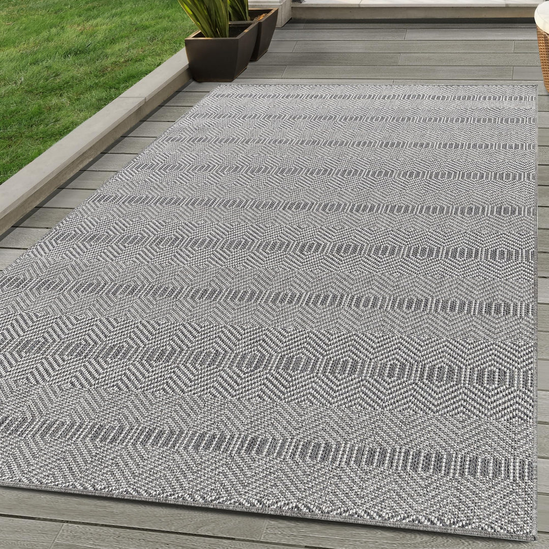 In &amp; Outdoor Teppich Boho Design Wetterfest für Terrasse Balkon Küche oder Wohnzimmer Teppich, Farbe