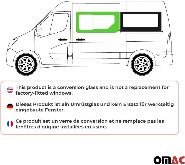 Seitenfenster Schiebefenster kompatibel mit Renault Master 2010-2023 Schwarz Links L1