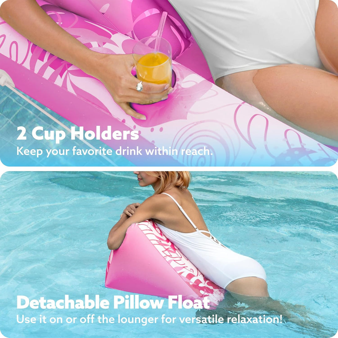Sloosh 72"x38"/180x95 cm Luftmatratzte Pool für Erwachsene, aufblasbarer Sonnenpool mit Getränkehalt