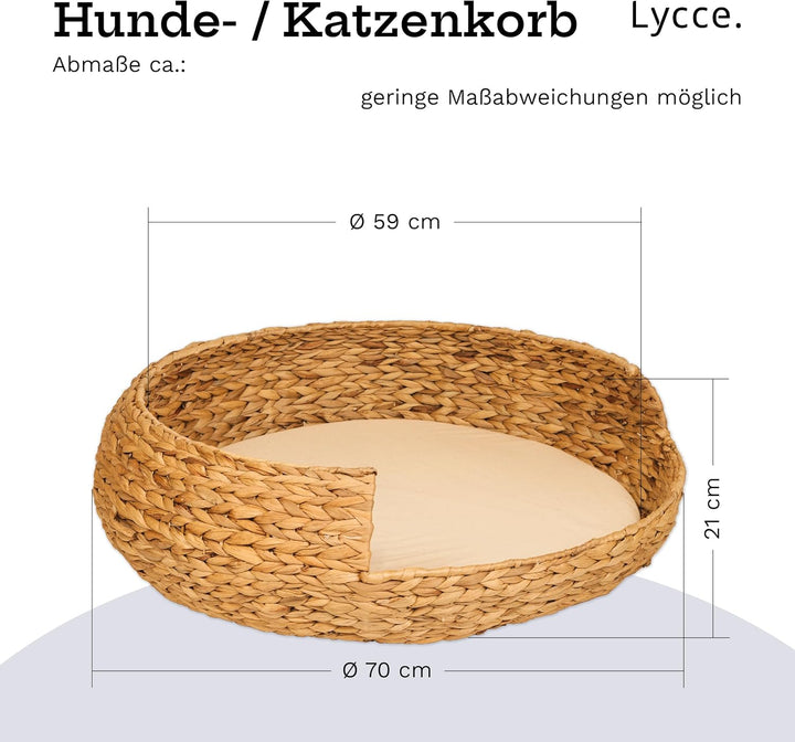 Lycce Hundebett Katzenbett Opal Wasserhyazinthe Natur Gr. 4 (Ø 70 cm) Grösse 4, Größe 4