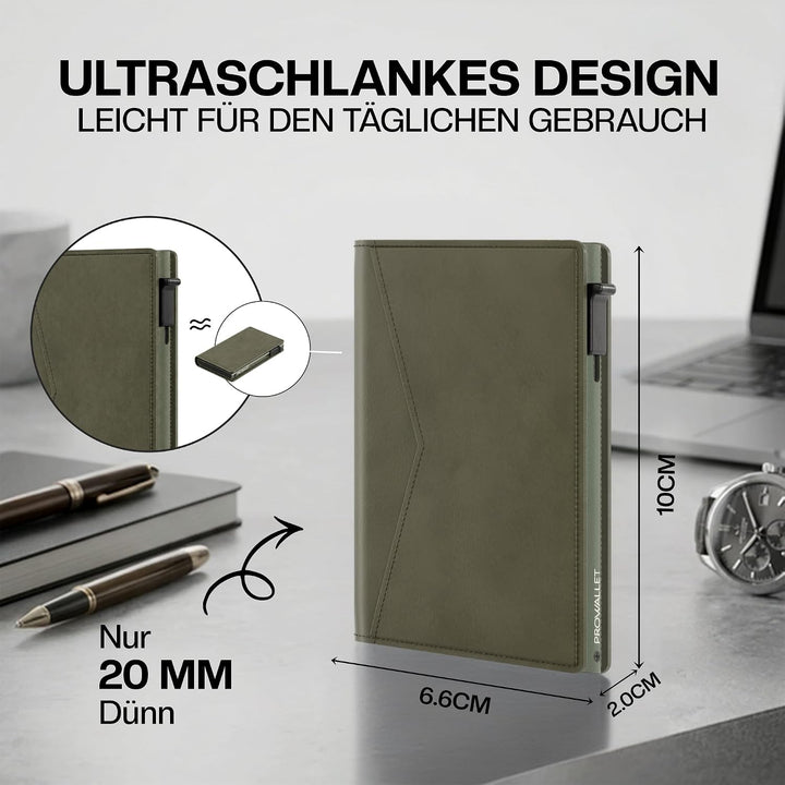 ProWallet Slim Deluxe - Slim Wallet mit RFID-Schutz 9,7 cm Schwarz, 9,7 cm Schwarz