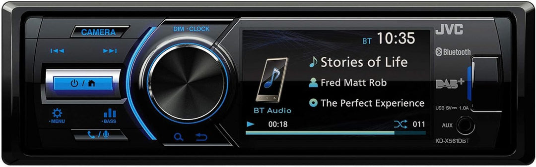 JVC KD-X561DBT USB-Autoradio mit DAB+, Bluetooth und 3" TFT-Farbdisplay (Rückfahrkameraeingang, AUX-