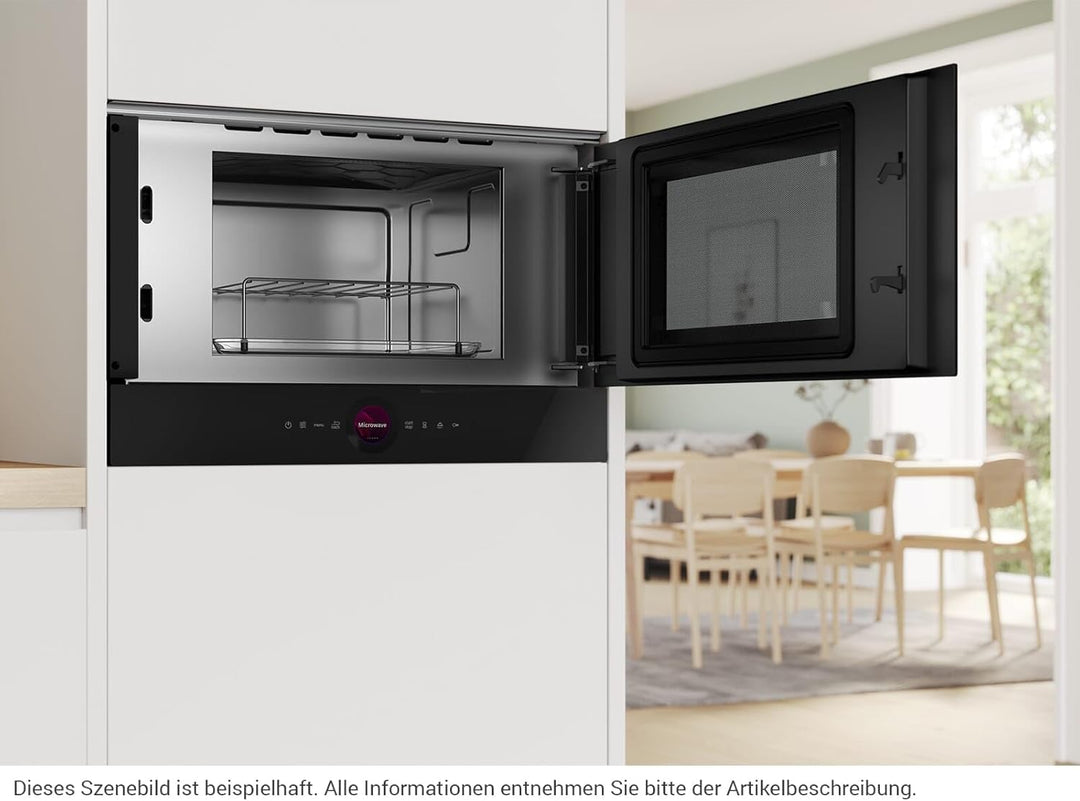 Bosch BER7321B1, Serie 8 Einbau-Mikrowelle, Schwarz, 38 x 60 cm, 900W, Türanschlag Rechts, AutoPilot