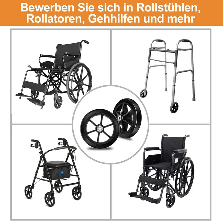 2 Stück 150mm Solide Ersatzräder - Umweltfreundliches Gummimaterial,Verschleissfeste PU-Reifen - Eas