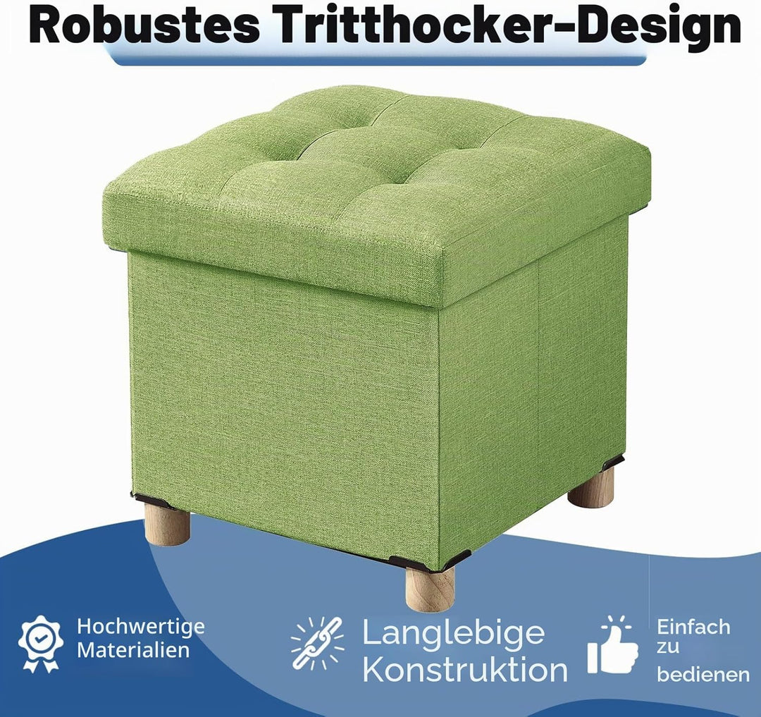 BRIAN & DANY Sitztruhe Sitzhocker Fusshocker mit Stauraum und Deckel mit Holzfüssen, 38 x 38 x 38 cm