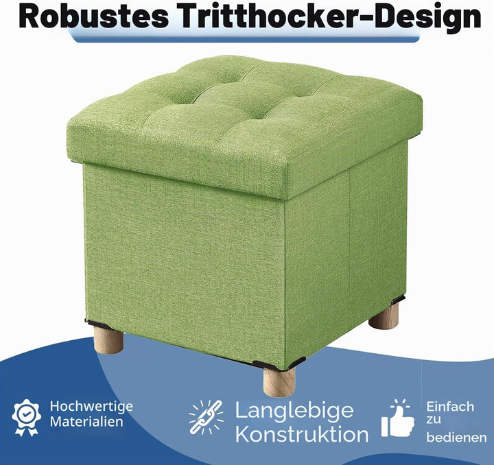 BRIAN & DANY Sitztruhe Sitzhocker Fusshocker mit Stauraum und Deckel mit Holzfüssen, 38 x 38 x 38 cm