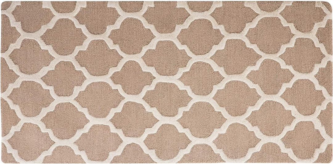 Teppich beige marokkanisches Muster 80 x 150 cm handgetuftet Erbaa