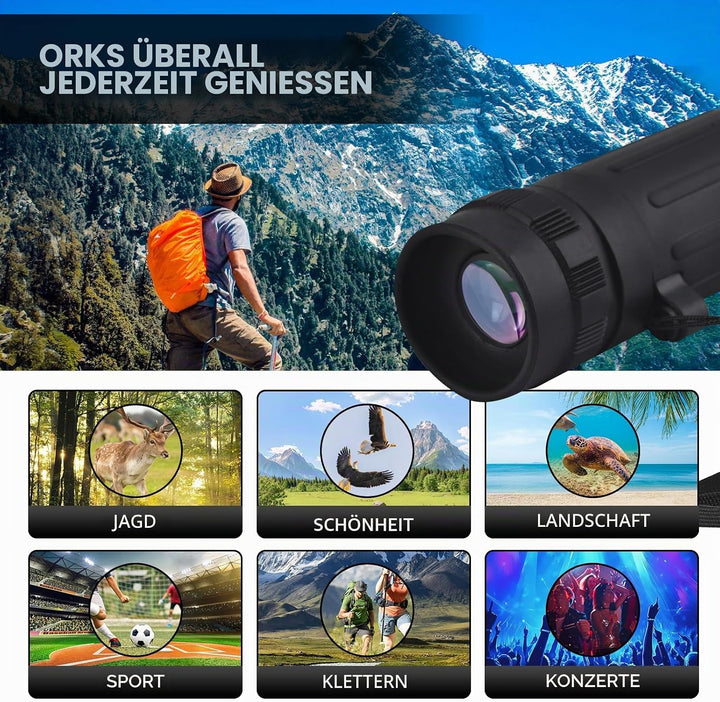 8X Monokular, Handmonokular, Miniatur-Monokularobjektiv, Taschenmonoskop, Tragbares Teleskop, Einzel