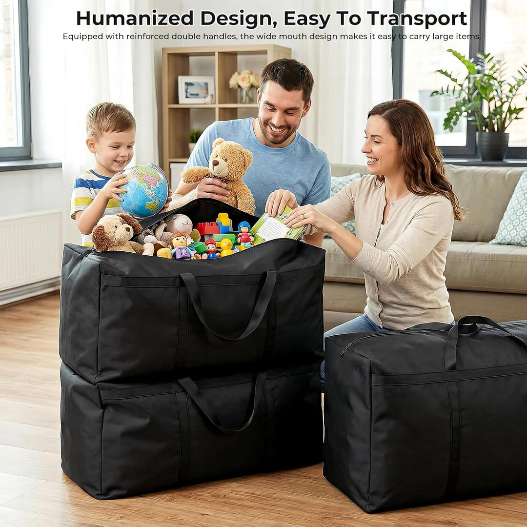 4 Stück Aufbewahrungstasche 105L, 600D Oxford Heavy-Duty Umzugstaschen mit Reissverschlüssen Handgri
