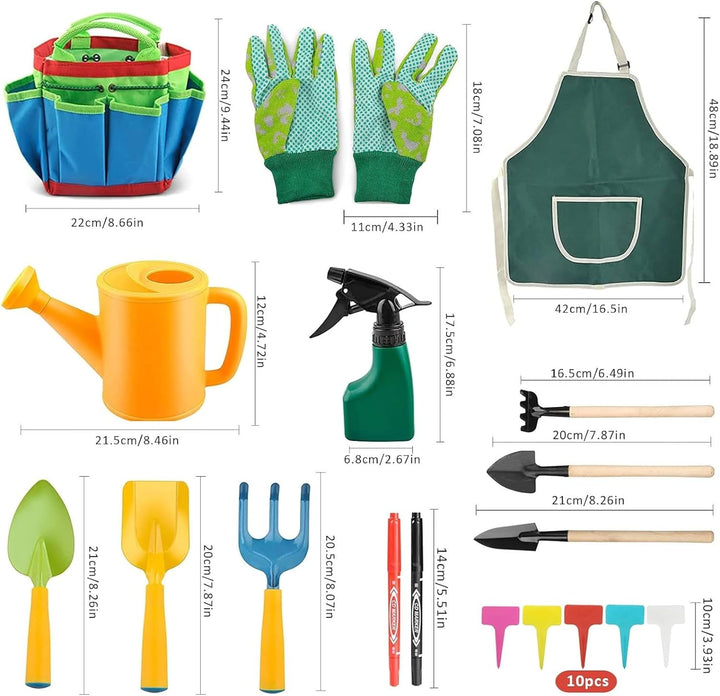 Gartenwerkzeug für Kinder, 23 Stück Gartengeräte Set, Kinder Gartenhandschuhe, Kinderspielzeug mit G