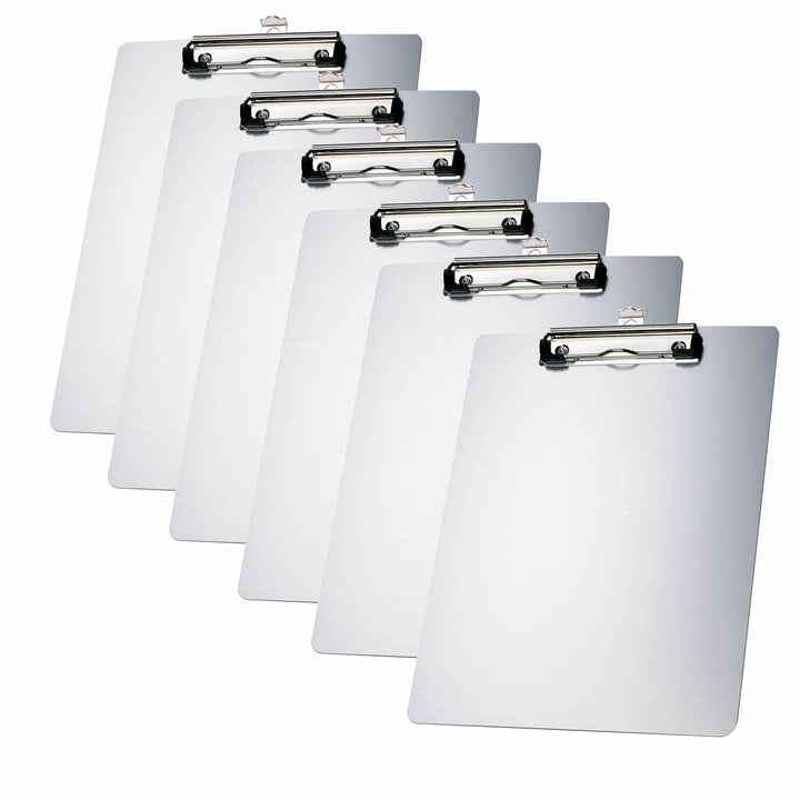 6er Alu Klemmbrett A4 mit gummierter Metalklemme, Schreibbrett DIN A4 mit Aufhängeose, Pad Halter Cl