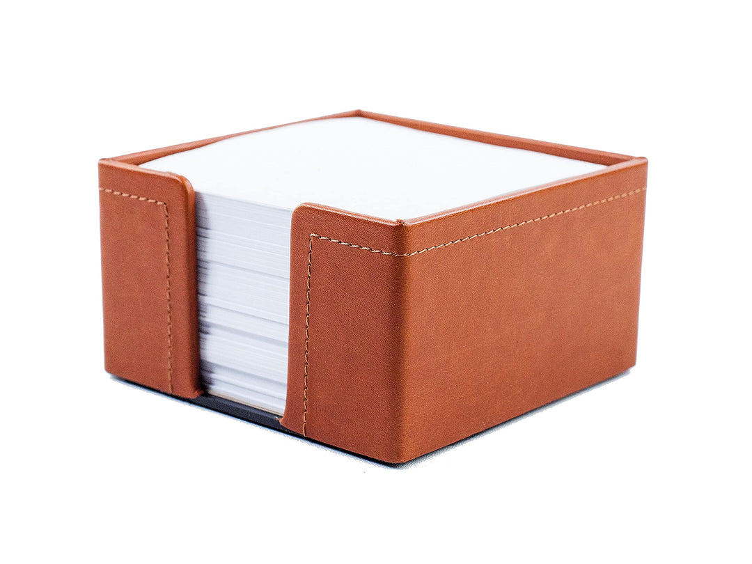 DELMON VARONE - Zettelkasten aus veganem Kunstleder Braun - Zettelbox inkl. 500 Blatt Papier - Notiz