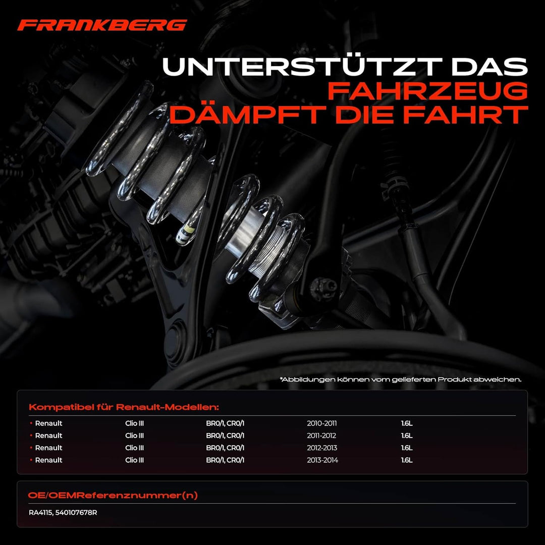Frankberg 2x Federn Fahrwerksfeder Vorderachse Kompatibel mit Clio III BR0/1 CR0/1 1.6 16V GT 2010-2