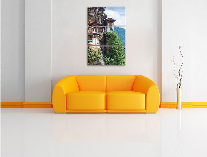 Pixxprint Buddha Tempel in China 3-Teiler Leinwandbild 120x80 Bild auf Leinwand