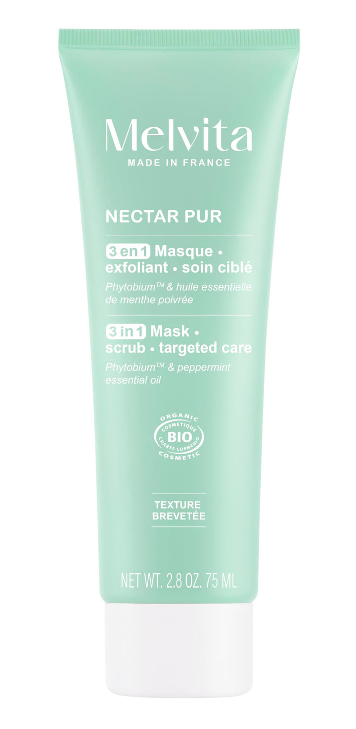 Melvita - 3-in-1 Peeling-Maske - Nectar Pur - Mischhaut bis fettige Haut - "Tonerde-ähnliche" Textur