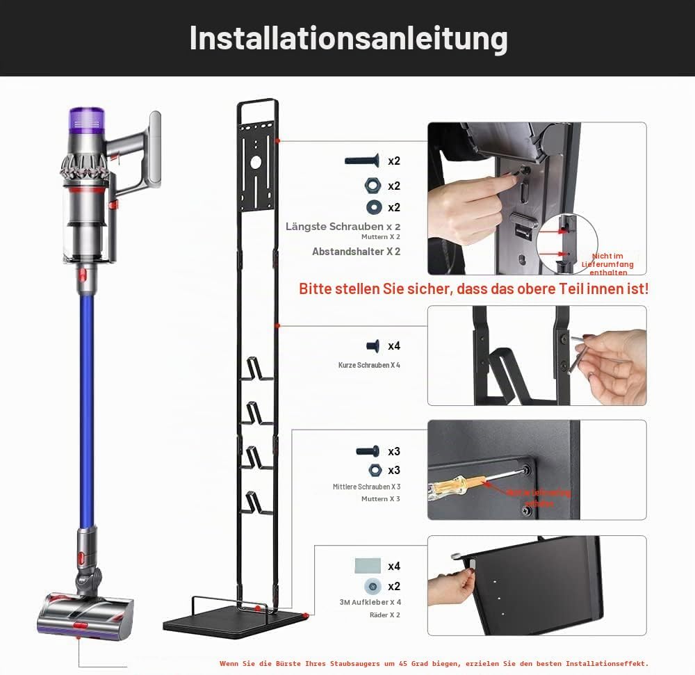 Ständer für Dyson Akkusauger V15 V12 V11 V10 V7 V8 mit Rädern, Metallständer Staubsaugerhalter Halte