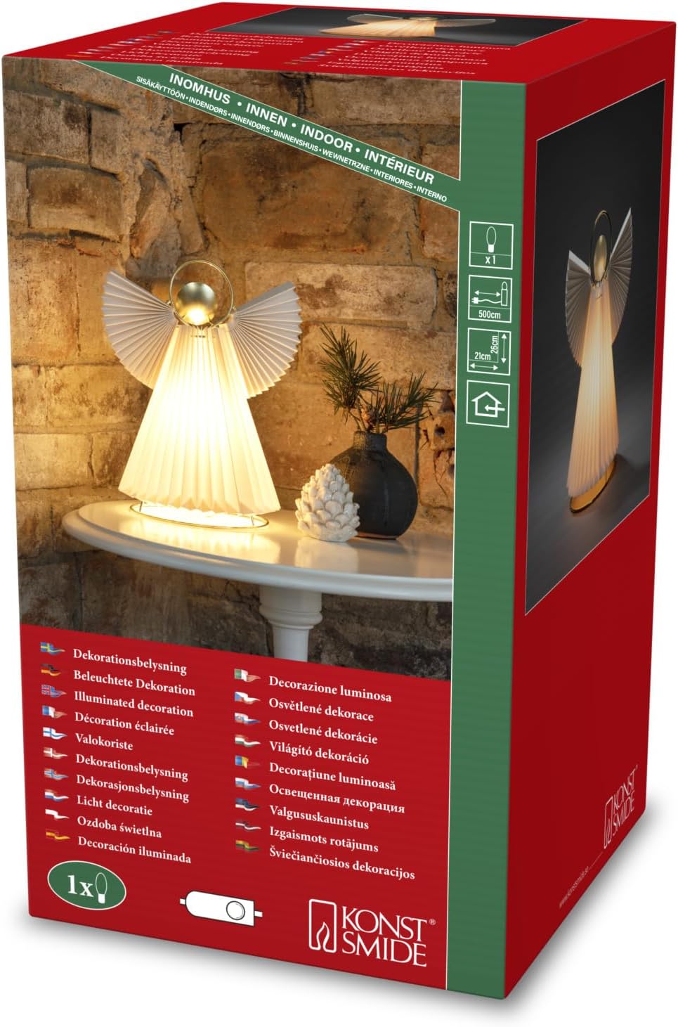 Konstsmide Papierengel, mini, inkl. Anschlusskabel mit an/aus Schalter, ohne Leuchtmittel, E14 Lampe