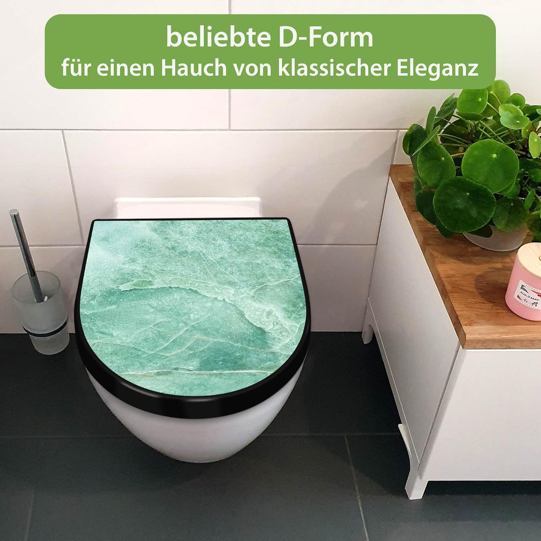 banjado WC Sitz mit Absenkautomatik D Form - Toilettendeckel mit Absenkautomatik D Form - Klodeckel