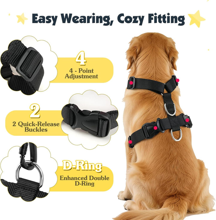 Pawaboo Hunde Sicherheitsgurt für Auto, Hundegeschirr mit Zwei Clips, Verstellbar Haustierweste und