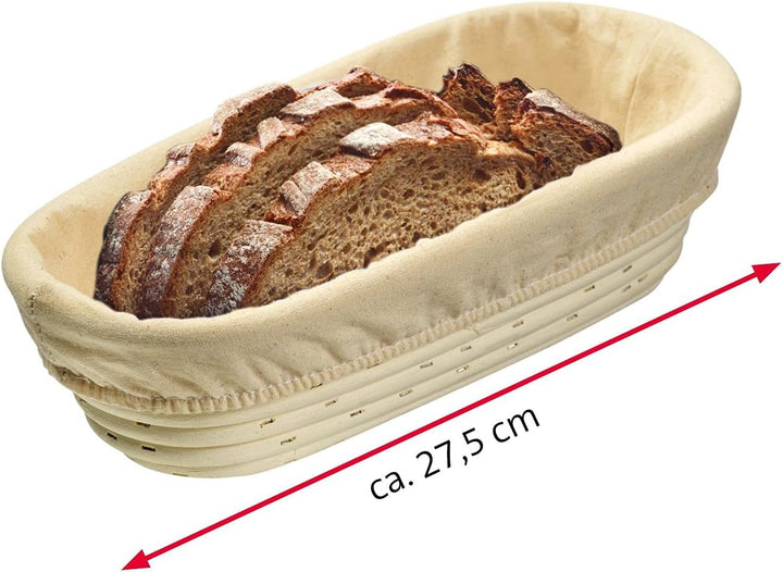 Westmark Gärköbchen-Set, 2tlg., Gärkörbchen oval + Bezug, Peddigrohr/Baumwolle, Hellbeige/Beige, 320