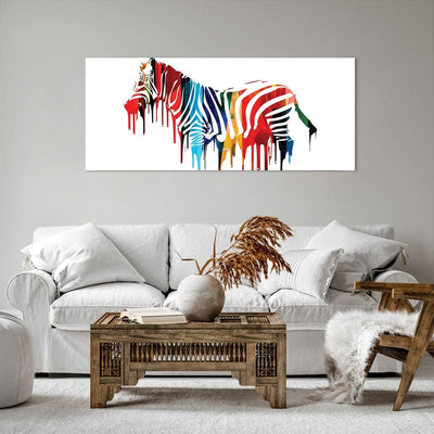 Wandbilder Dekoration Wohnzimmer Zebra Detail digital wild Panorama Bilder auf Leinwand 120x50cm Lei