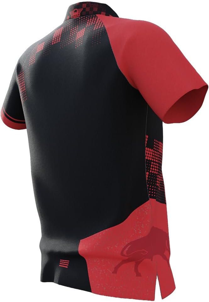 Das Schlichte Schwarze Dart-Poloshirt von Bull | 100% Polyester | ist strapazierfähig und bequem, wä