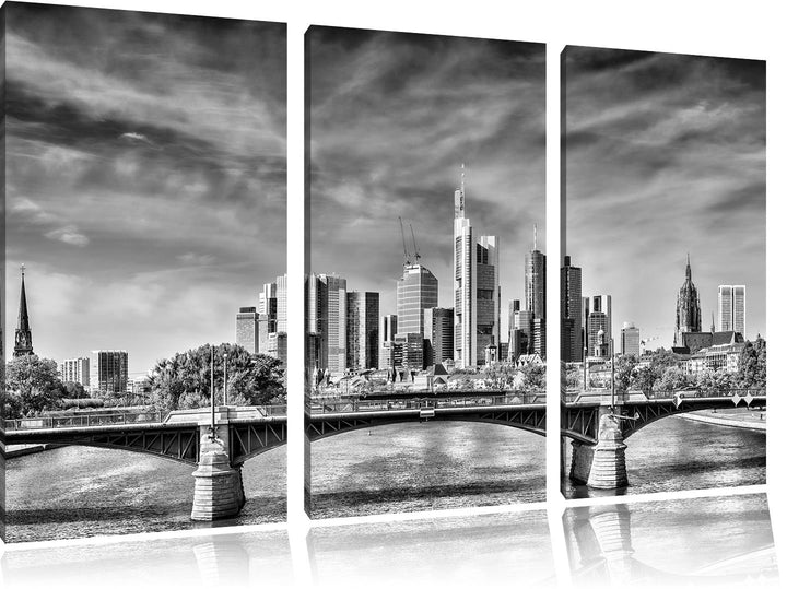 Pixxprint Skyline von Frankfurt am Main als Leinwandbild/Grösse: 3 Teilig (120x80) cm/Wandbild/Kunst
