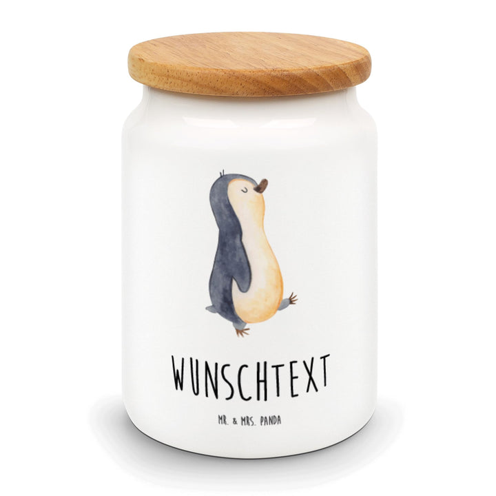Mr. & Mrs. Panda Personalisierbare Keksdose Pinguin marschieren - Personalisierte Geschenke, Unausge